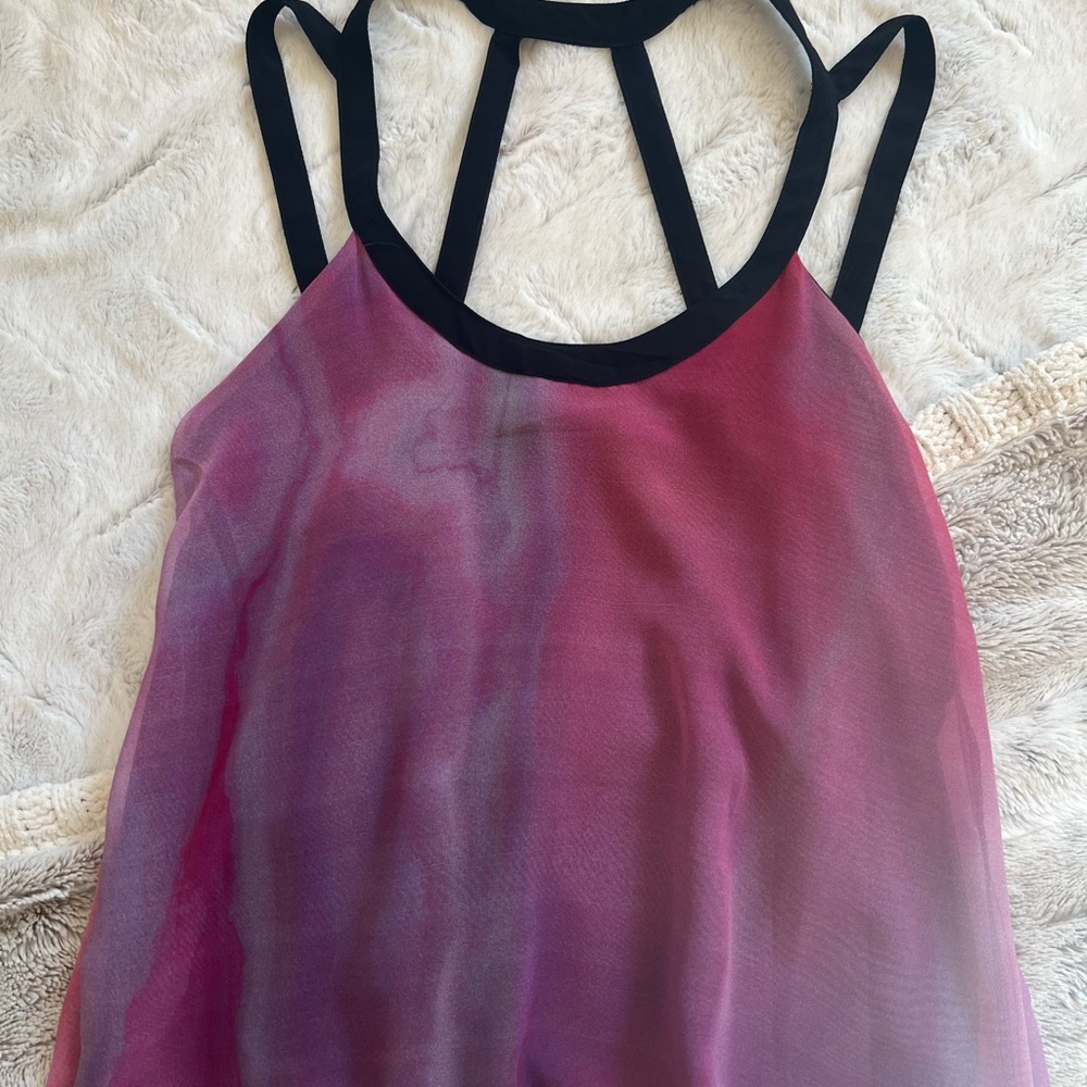 Elegant Ombre High-Low Dress with Black Hem